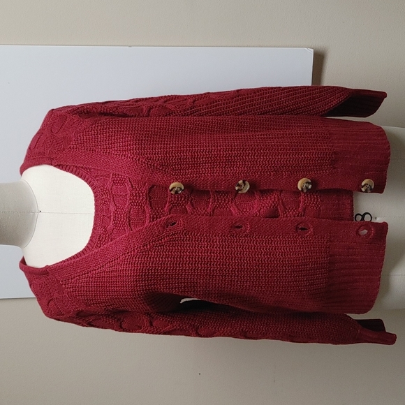Ally Mae Cardigan & Tank Sweater Set Burgundy M - Picture 4 of 17